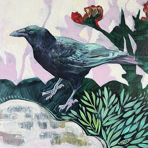 Crow Among the Tulips