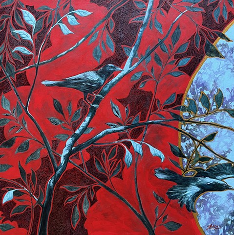 Crows in the Cherry Tree