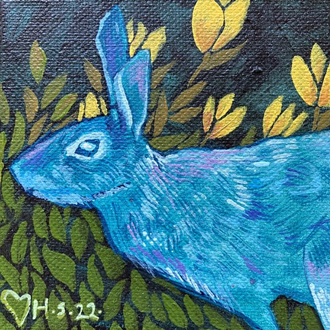 Cottontail with Tulips