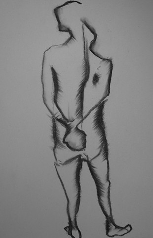 drawing, figurative, charcoal, paper
