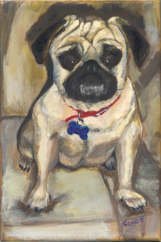 Oil painting of pug dog by Karla jo Renee