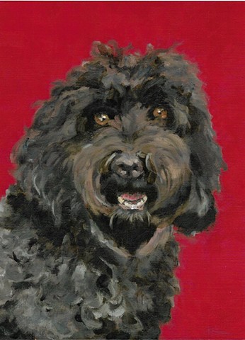 Oil painting of Labrodoodle by Karla jo Renee