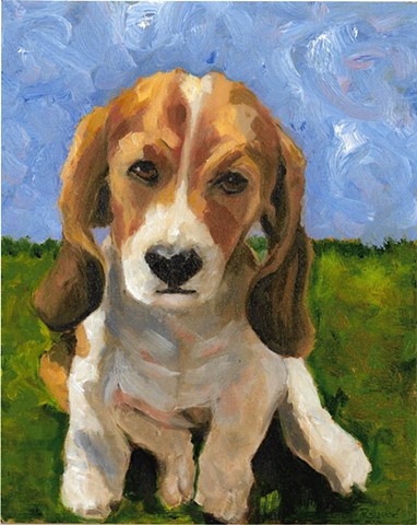 Oil painting of beagle dog by Karla jo Renee