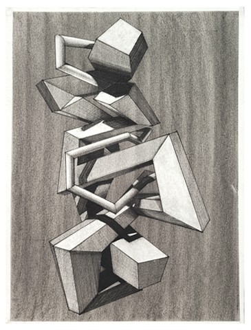 charcoal drawing, geometric art