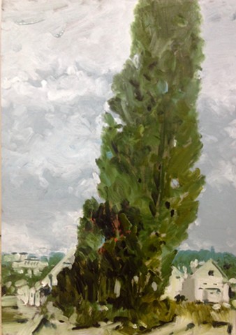 Buildings and Trees painting by Ben Williamson