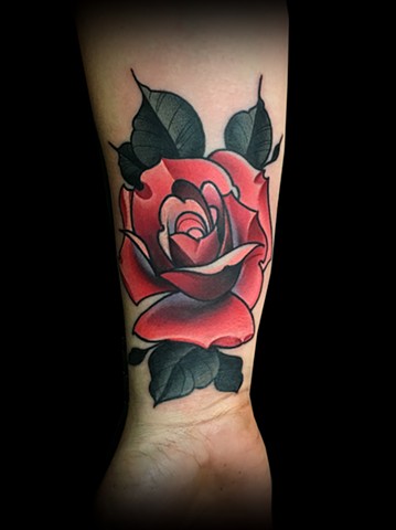 Neotraditional rose coverup tattoo by Matt Truiano 