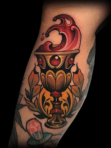 Over flowing chalice neotraditional tattoo by matt Truiano  