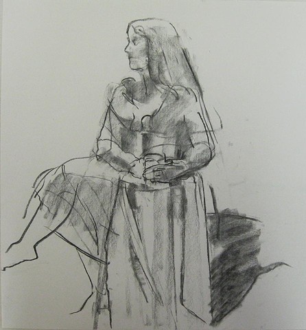 female charcoal figure drawing sketch