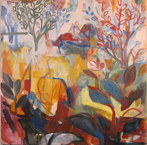 landscape, abstract, horses, figures