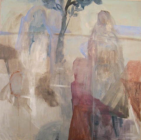 abstract, figure, grey, rain, fine art, painting, landscape, Andrew Portwood
