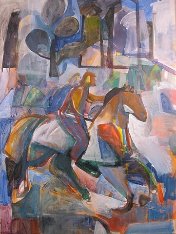 horses, myth, story, rider, abstract landscape