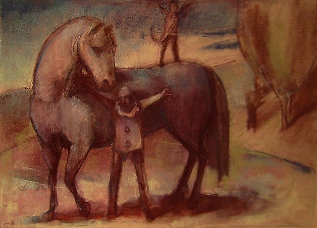 landscape, horse, mythical