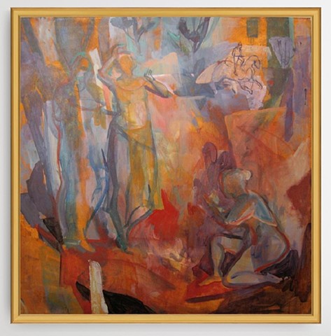 figures landscape, mythical, abstract figurative, earthy palette