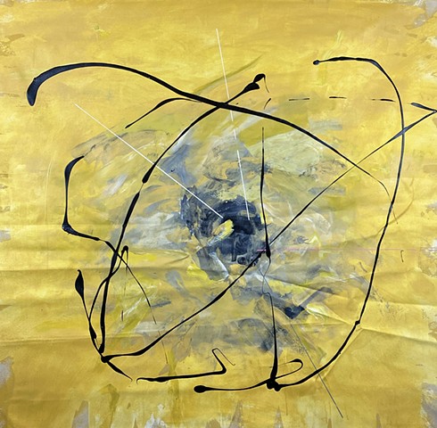 yellow, vortex, yellow painting, yellow abstract painting