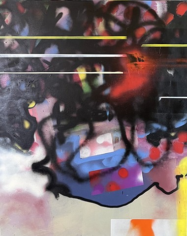 Cover, black spray paint, abstract painting