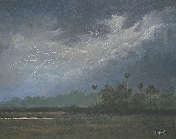 Tomoka State Part Thunder storm Acrylic painting Scott Hiestand