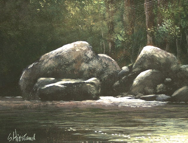 Bald Rive Boulders North Carolina Acrylic painting Scott Hiestand