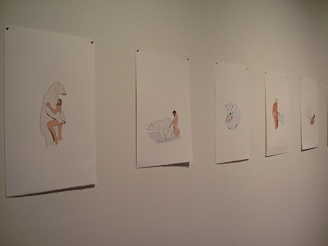 installation view: 'Wouldn't It Be (Ice, Ice)' showing 'Polar Fuck' drawings