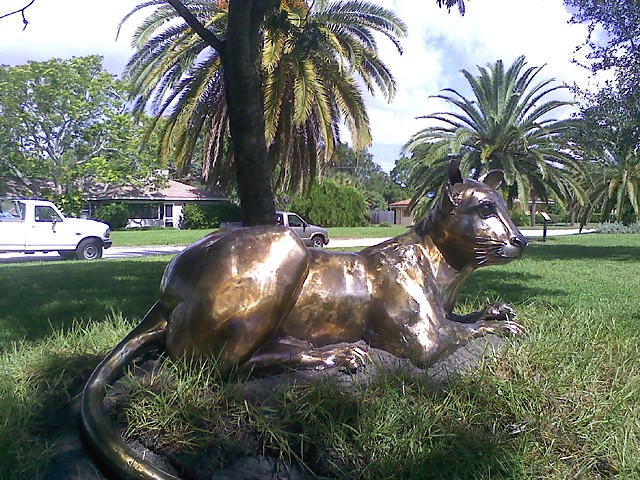 Stainless Steel Florida Panther sculpture by Thomas Prochnow