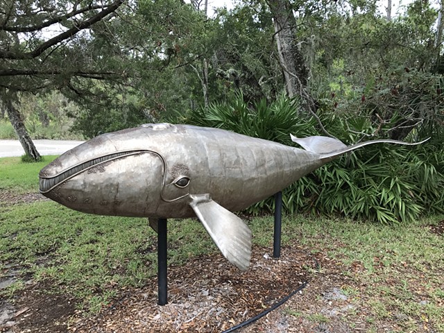 Right Whale Calf by Thomas Prochnow  stainless steel  Jekyll Island, Ga.