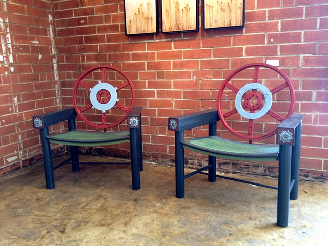 Red Gear Chairs by Thomas Prochnow