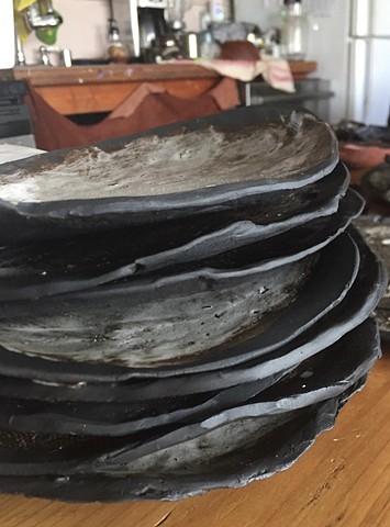 Black Hand-built 9" Dinner plates