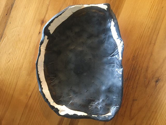 Porcelain platter with Burnished Steel glaze