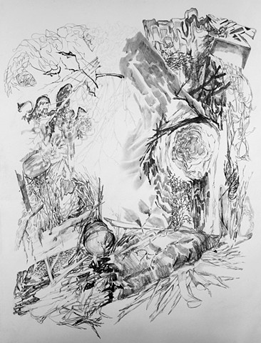 Graphite drawings of a forest by Regan Golden, Regan Golden-McNerney