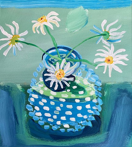 Blue Glass Daisies No.2