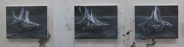 The psychology of Fire , triptych 