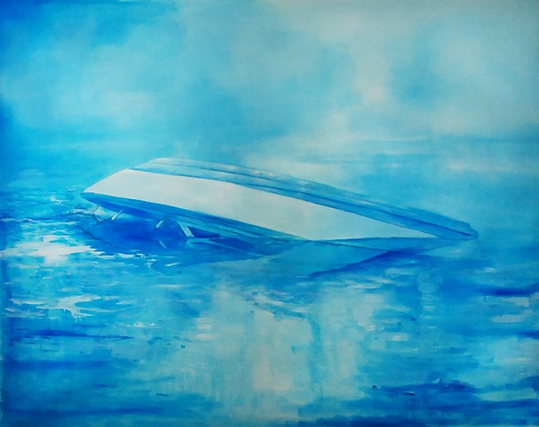 Attempt at Crossing I, 150x180cm oil on canvas 