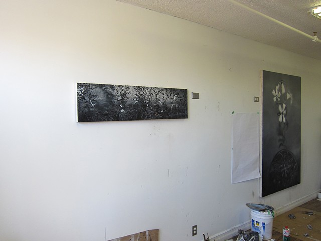 studio two paintings oil on wood contemporary