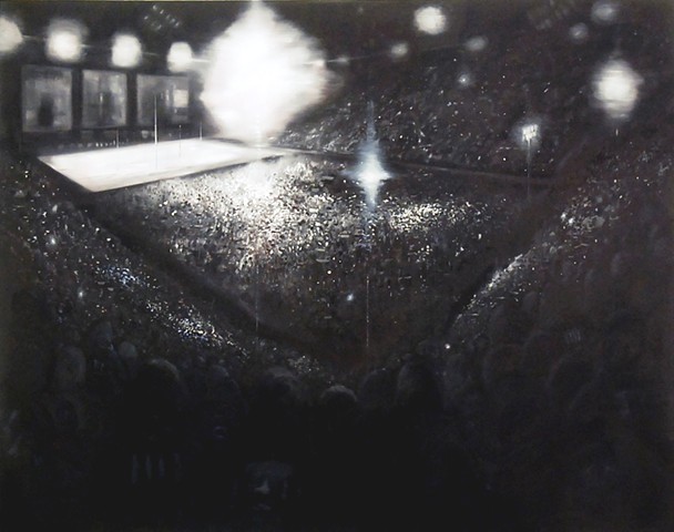 Stadium , Left panel 190 x 240 cm oil
