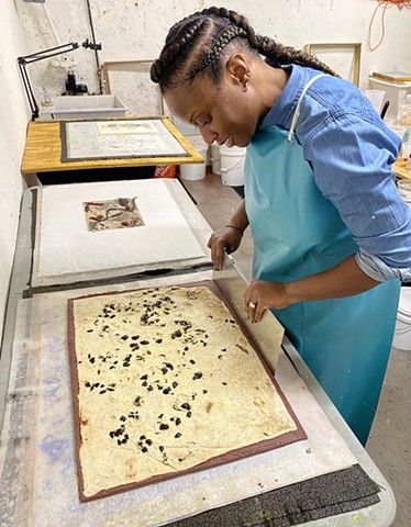 handmade paper, papermaking, sense memory, papermaking with Grenadian family recipes, contemporary art papermaking, contemporary craft, dieu donne