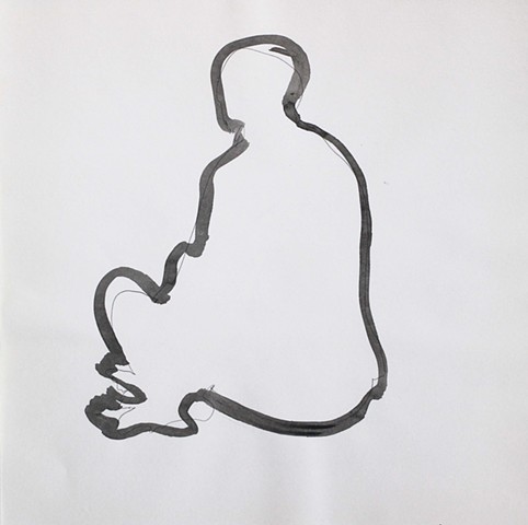 Silhouette of a Sitting Nude