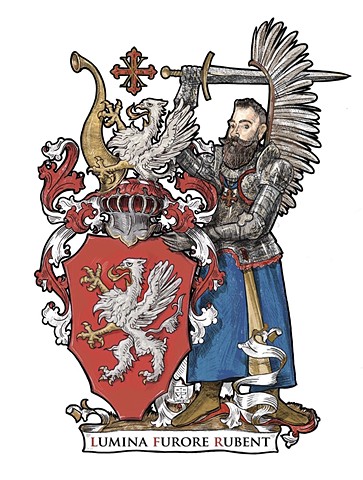 Coat of arms with a supporter