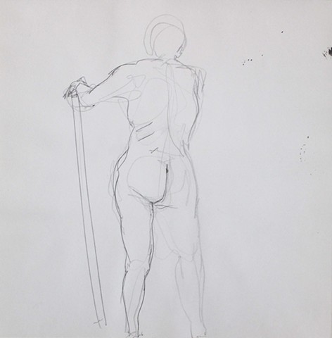Nude Standing with a Stick