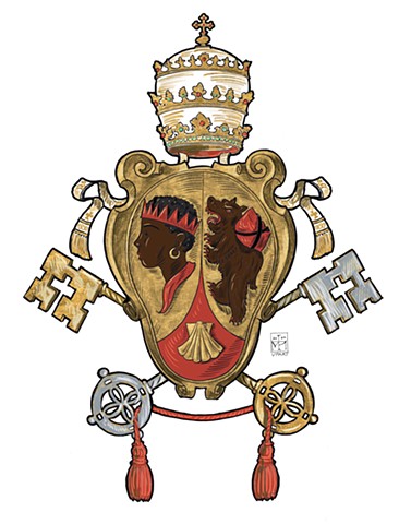 Coat of arms of Pope Benedict XVI, Traditional arrangement without pallium