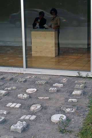 concrete casting, mapping, consumerism, interactive, out door, in door installation