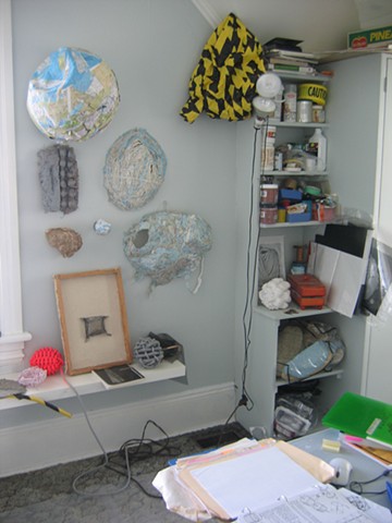 studio space showing studies for Paysages éphémères