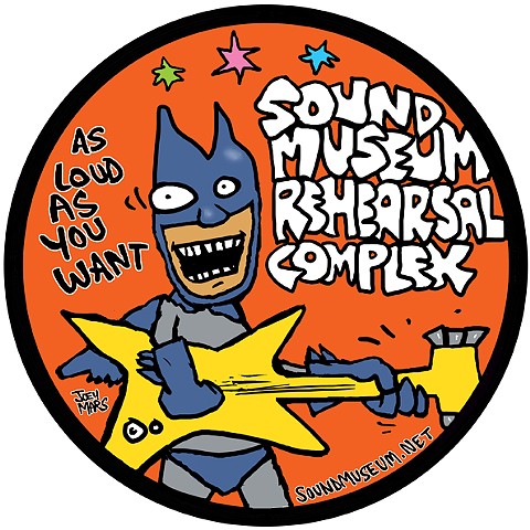 Sound Museum promo sticker design.  "As Loud As You Want"