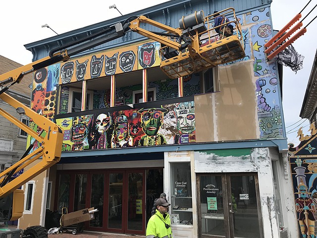 Installing new mural in Provincetown
