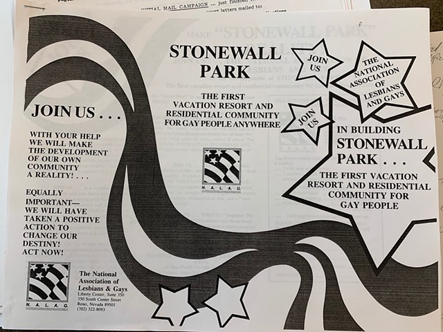 Pamphlet mailer for Stonewall Park, 1986