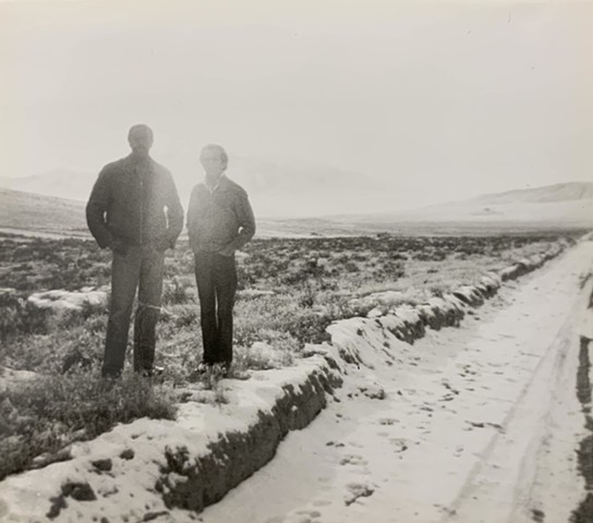 Alfred Parkinson and Fred Schoonmaker visiting goat ranch, 1986-87