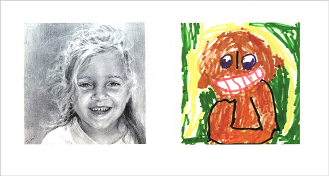 A Charming Piece by Donna Hall Showing the Portrait of the Child and the Child's Self-Portrait