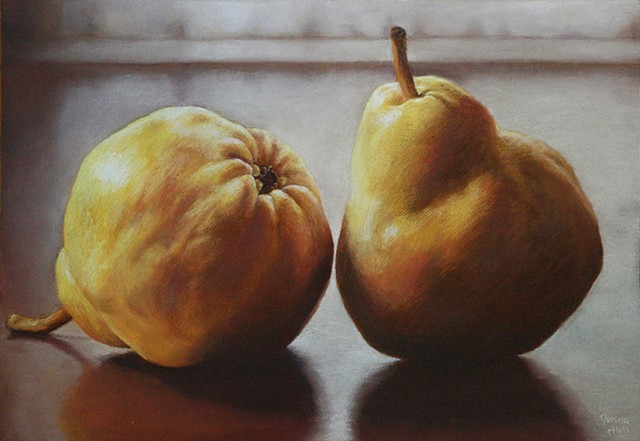 A Bold and Vibrant Image of a Pair of Pears by Donna Hall