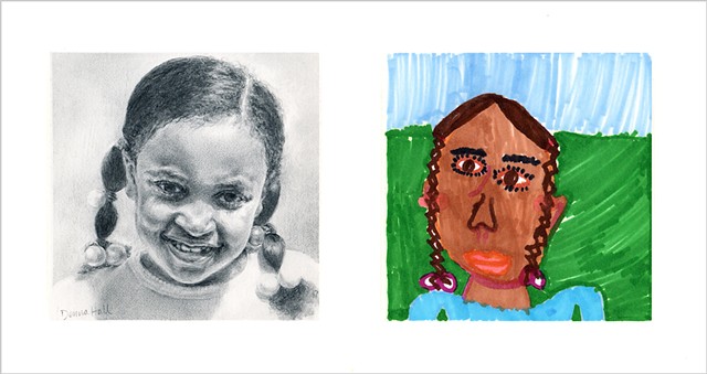 A Charming Piece by Donna Hall Showing the Portrait of the Child and the Child's Self-Portrait