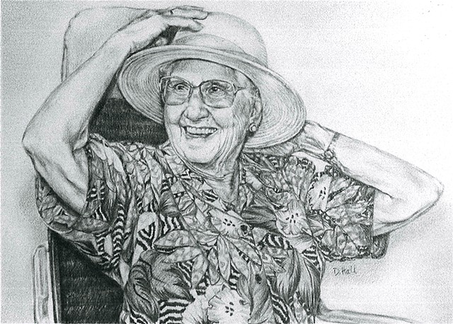 A Portrait of an Older Woman Demonstrating Donna Hall's Delicate Work with Fine Line