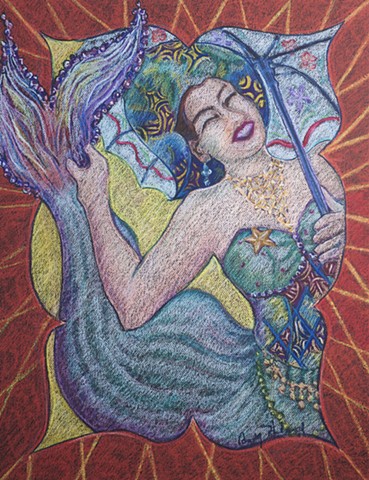 Colorful costumed Mermaid at Coney Island