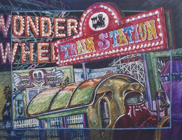 Coney Island Wonder Wheel and Train Station